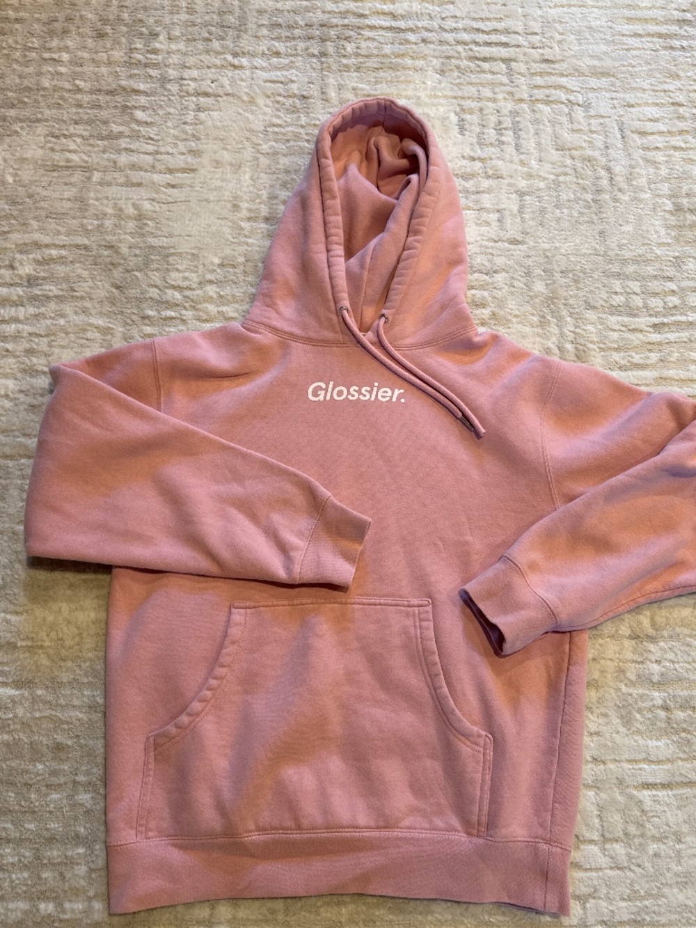 Glossier pink hoodie